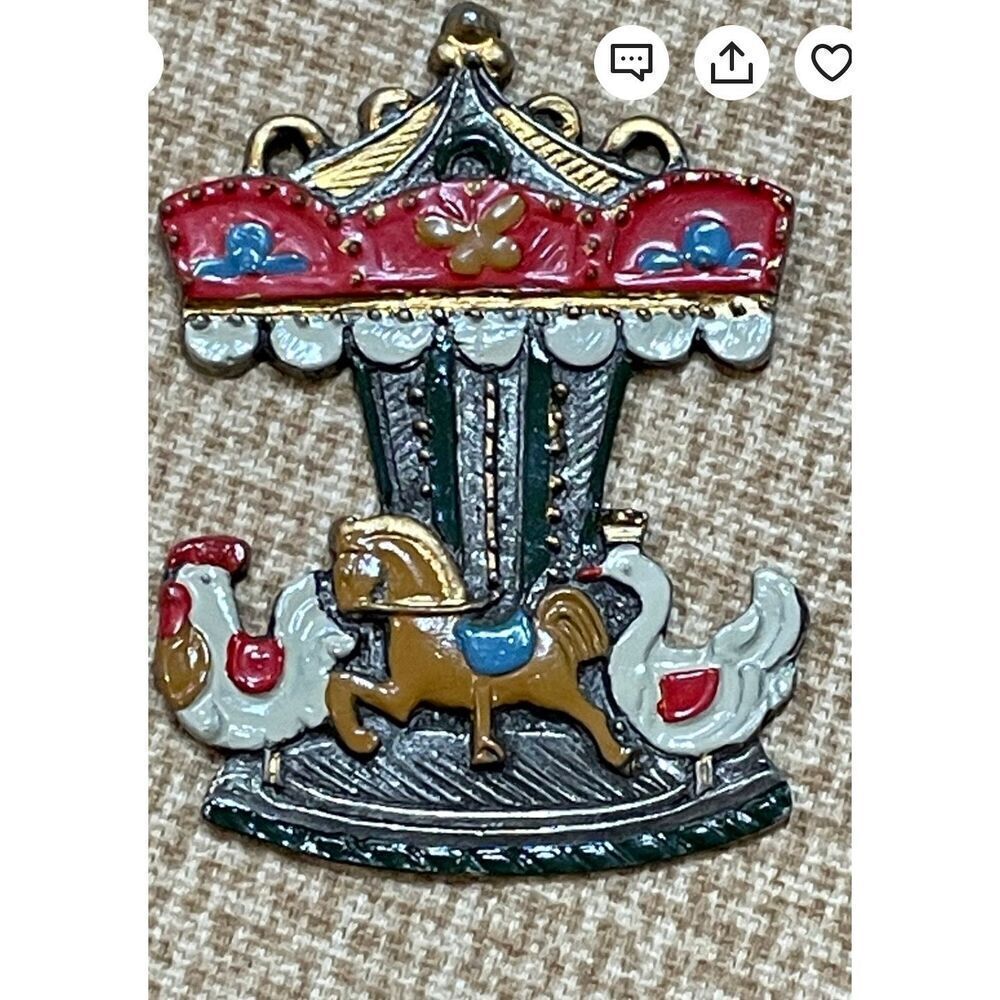 Vintage Carousel Kuhn Zinn Pewter Ornament